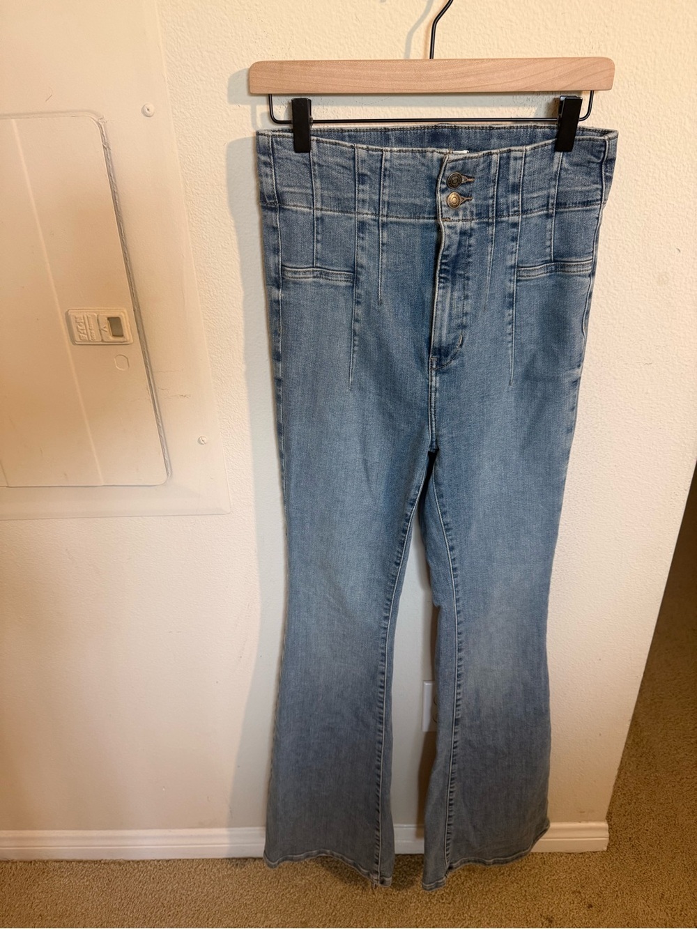 Free People We The Free Flare Jeans Size 29 High Rise Corset Waist Bell Bottom